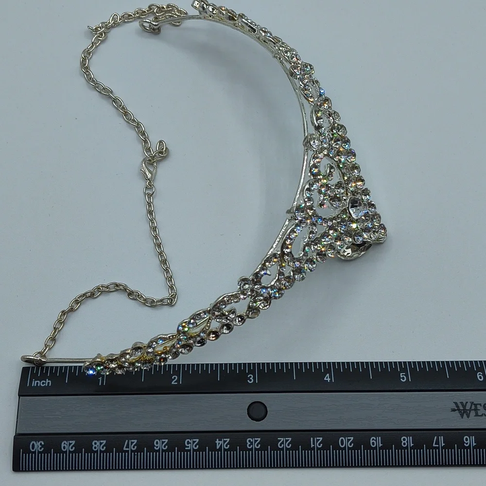 White Rhinestone Bridal Head Chain Tiara